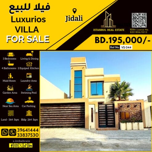 Fully Furnished Luxury Villa for Sale in Jidali near Sea Area BD.195,0