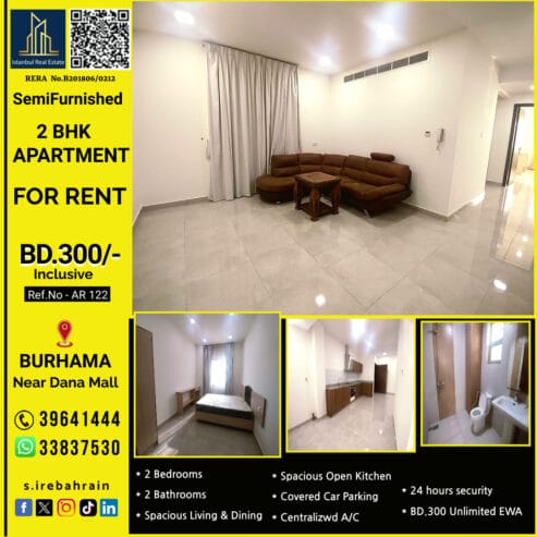 2 BHK Luxury Apartment for Rent in Burhama near Dana Mall BD.300/-