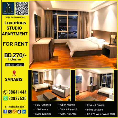 Luxurious Studio Apartment for Rent in Sanabis Near Dana Mall BD.270